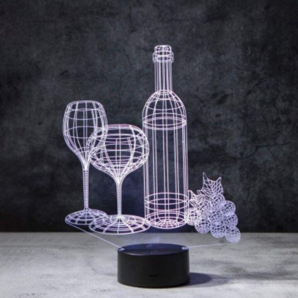 Luminária Decoração 3D Vinho + Frete Grátis + Envio Imediato + Brinde