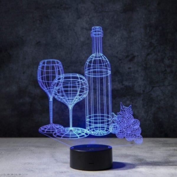Luminária Decoração 3D Vinho + Frete Grátis + Envio Imediato + Brinde